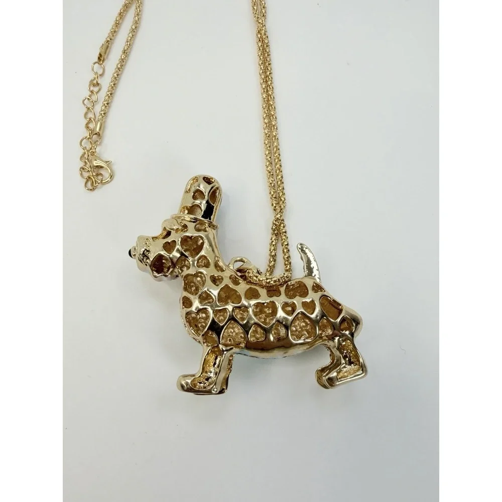 Blue Rhinestone British Guard Scotty Scottish Terrier Dog Pendant Necklace